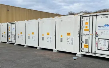 Modular cold storage container installation forming a SuperStore unit